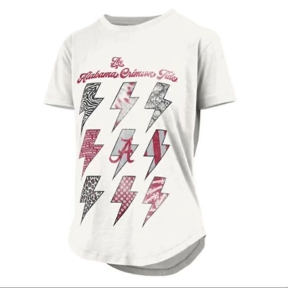 NWT NCAA Alabama Crimson Tide‎ Cotton Flash Lightning T-Shirt Size XL White